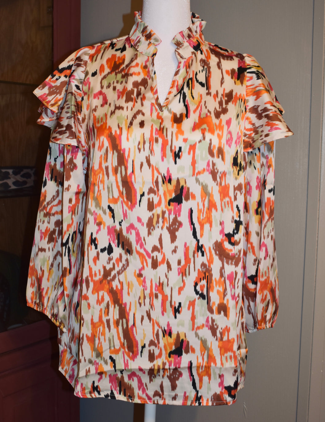 Orange & Pink Abstract Blouse