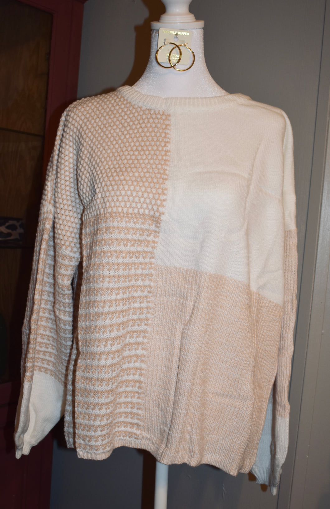 Oatmeal Tie Back Sweater