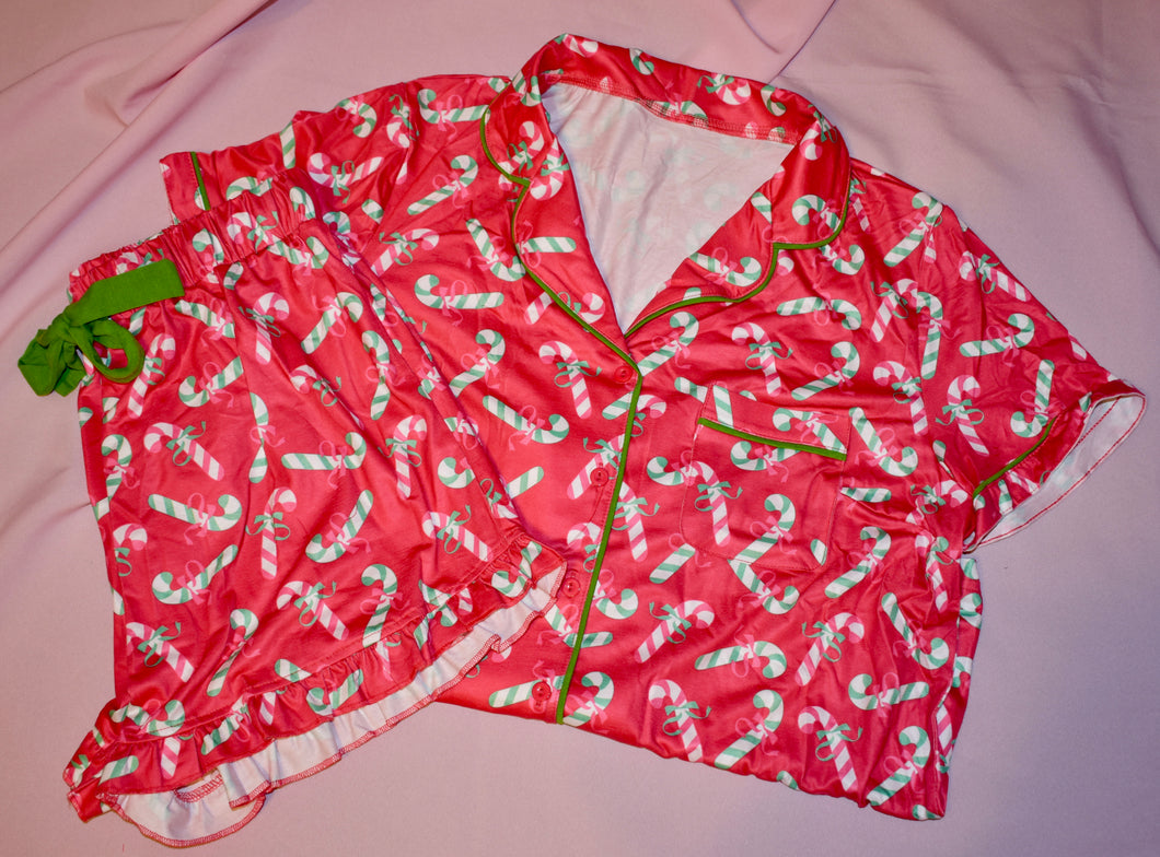 Red Candy Cane Pj Short Set