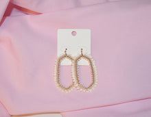 Load image into Gallery viewer, Raffia &amp; Bead Trim Hexagon Earrings
