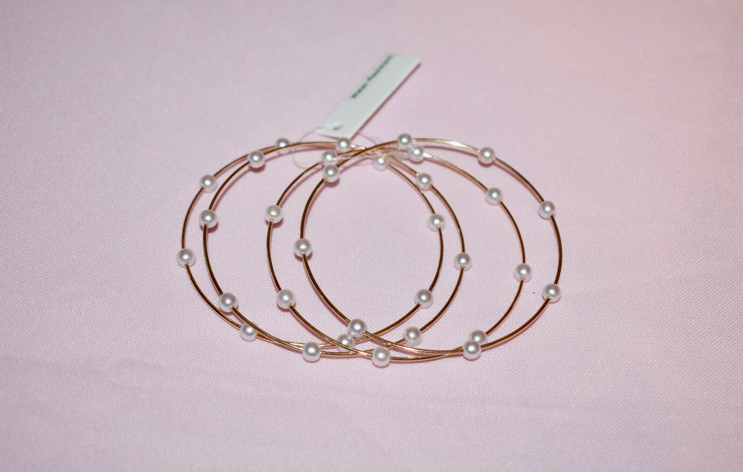 4 Pc Set Metal Pearl Bangle