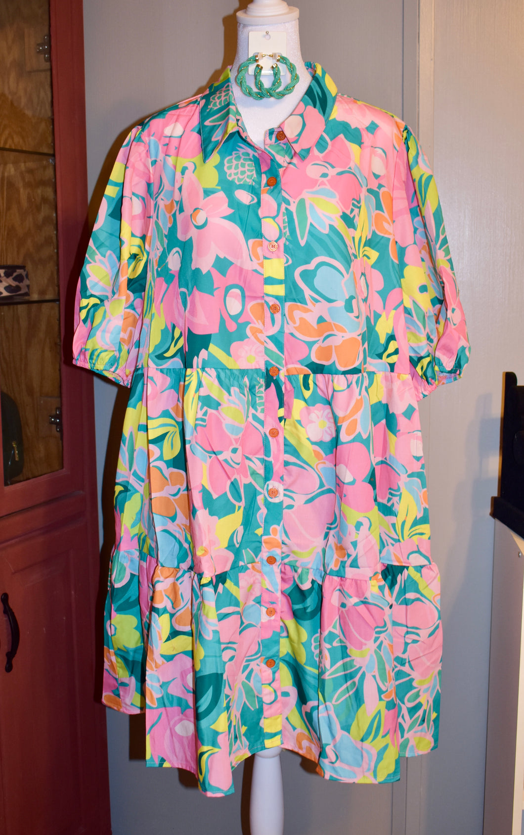 Bright Floral Shirt Dress