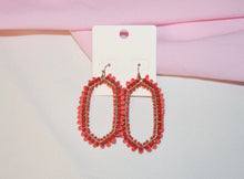 Load image into Gallery viewer, Raffia &amp; Bead Trim Hexagon Earrings
