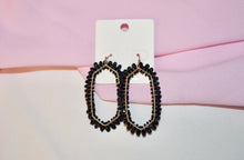 Load image into Gallery viewer, Raffia &amp; Bead Trim Hexagon Earrings
